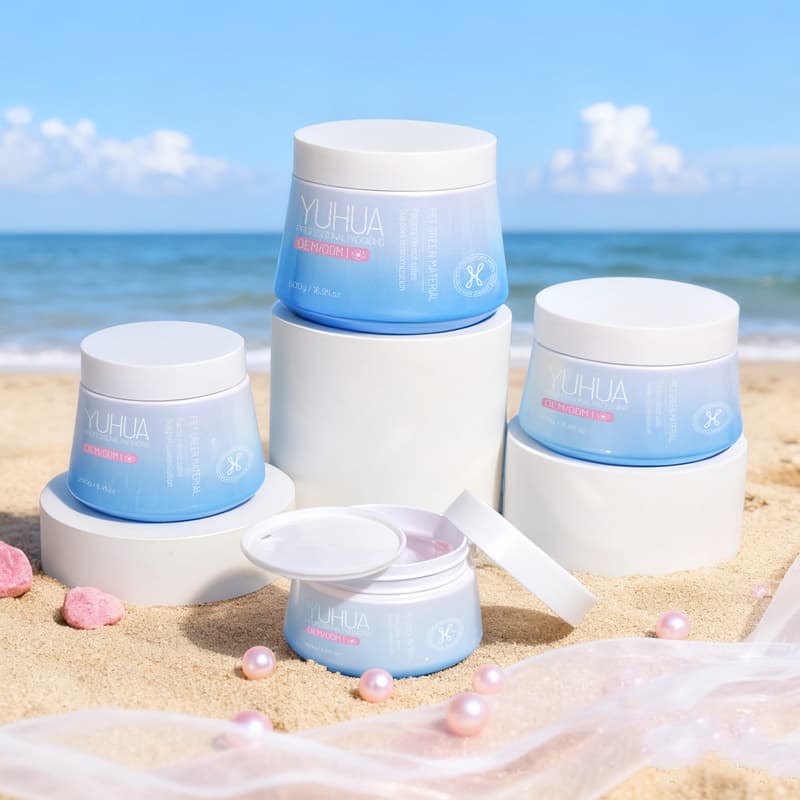 Cosmetic packaging — Custom 150ml-400ml PET Plastic Cosmetic Cream Jars with Screw Top Lids and Inner Liners for Face Lotion and Body Butter