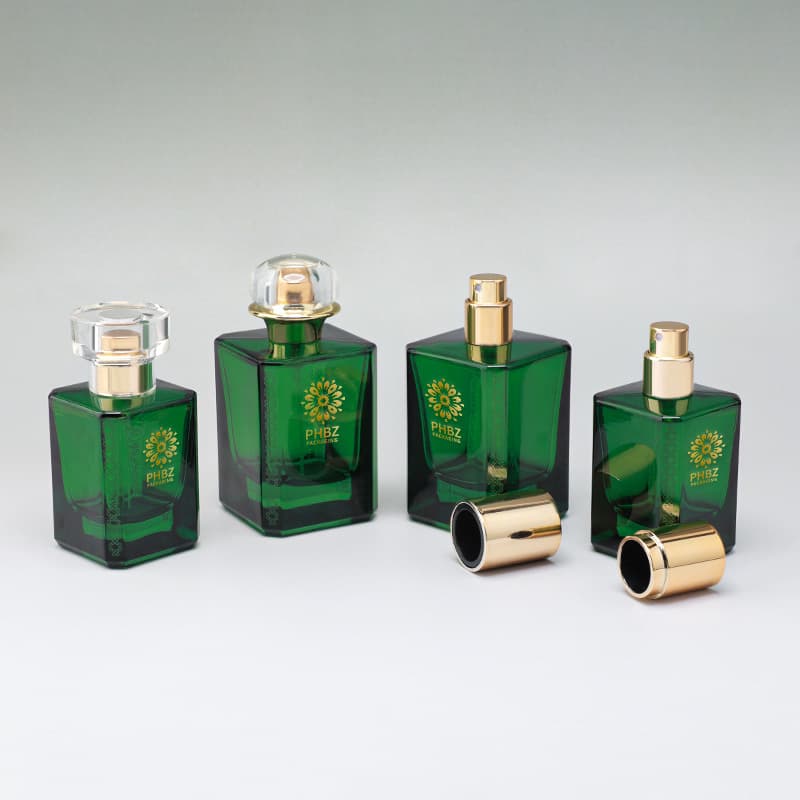 Cosmetic packaging — Elegant Square 30ml/50ml Glass Perfume Fragrance Spray Bottle Fine Mist Pump Gold Stamping Luxury Carton Skin Care Serum