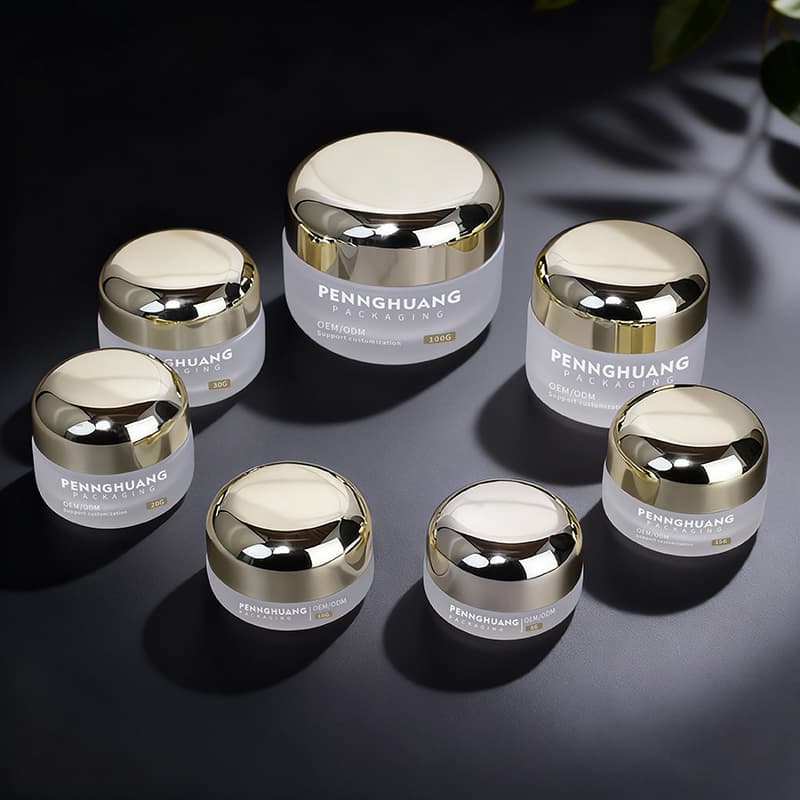 Cosmetic packaging — Customize 5g-100g  Round Glass SkinCare Cream glass packaging High Quality Cosmetic Container with gold lid