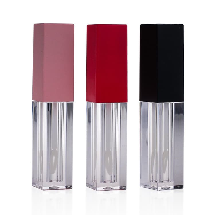 Cosmetic packaging — Latest Design Empty Lipgloss Tube Labels Square Lip Gloss Container With Wands Transparent Lip Gloss Tube 5ml