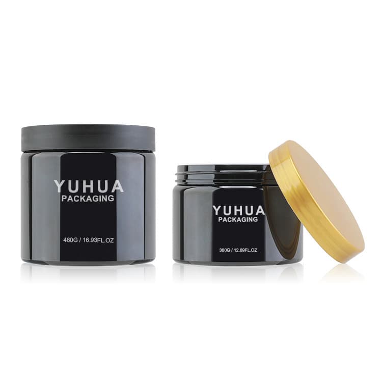 Cosmetic packaging — Wholesale Luxury Cosmetic Containers Jar 360g480g Black Pet Plastic Cosmetic Cream Jar with Plastic Lid