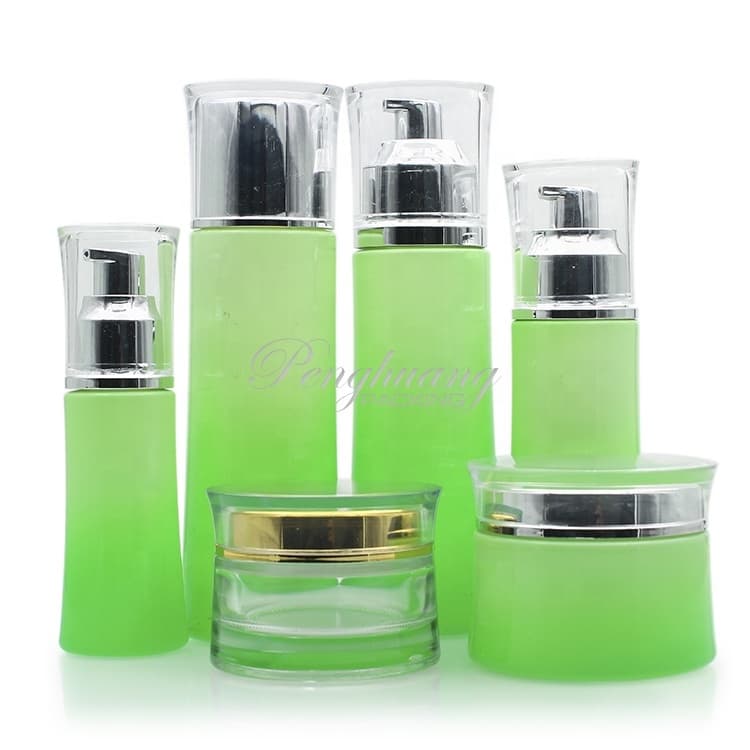 Cosmetic packaging — Wholesale Glass Cosmetic Packaging Container Skincare Cream Jars Lotion Bottles Set
