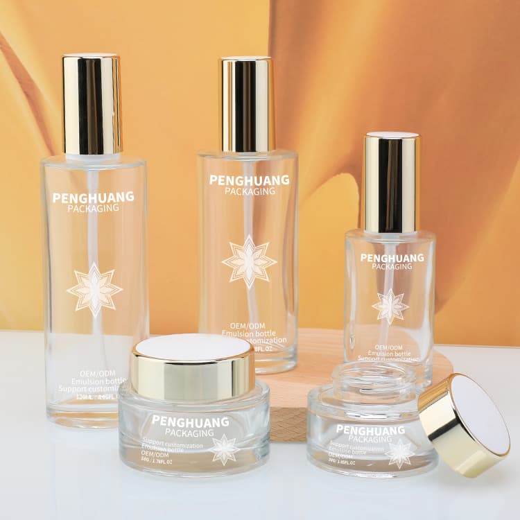 Cosmetic packaging — 30g 50g Cream Container Jar 40ml 100ml 120ml Frosted Cosmetic Glass Bottle Packaging Gold Cap Glass Cream Lotion Pump Bottle
