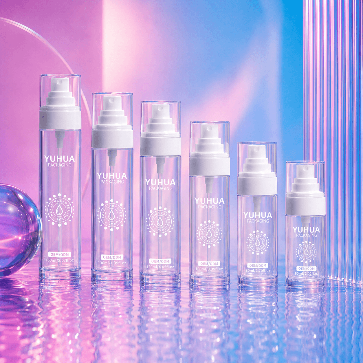 Cosmetic packaging — PCR 30% 60 80 100 120 130 150ml Transparent PET Cosmetic Spray Bottle Custom Color Face Facial Body Fine Mist Spray Bottle