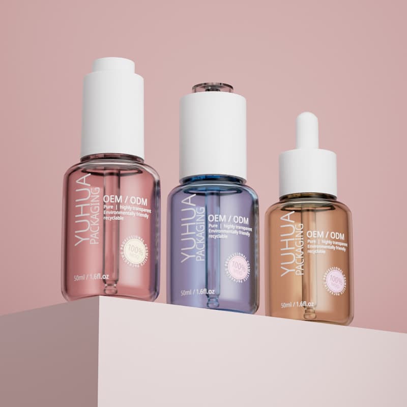 Cosmetic packaging — 50ml PET Hard Plastic Dropper Bottle Thick Wall Serum & Shampoo Bottles with Pump Pipette Custom Color OEM/ODM Skincare
