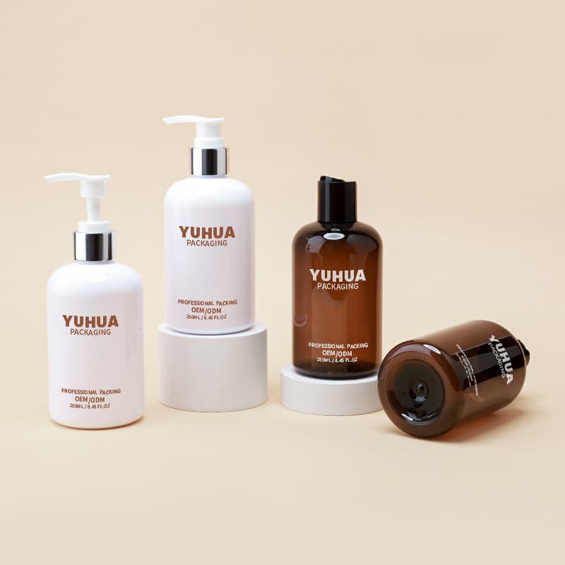 Cosmetic packaging — 250ml Recyclable Plastic Disk Cap Bottles 1oz Cosmetic Packaging with Lotion Pump for Water Toner Containers