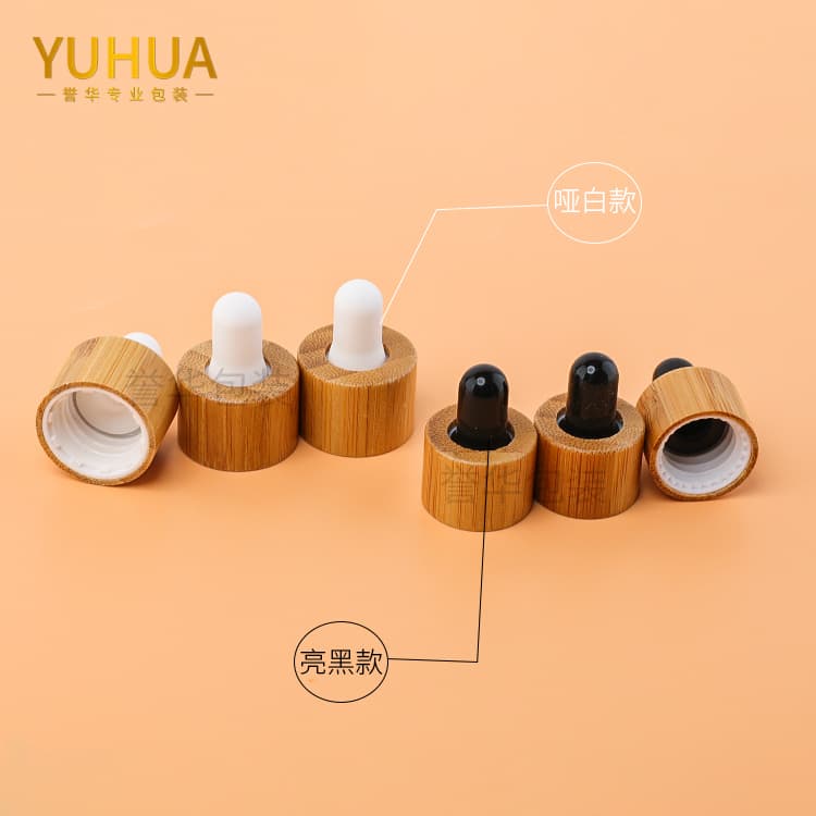 Cosmetic packaging — 18/410 Bamboo and Wood Dropper Cap for Essential Oil Bottle Serum Cosmetics Bamboo Bottle
