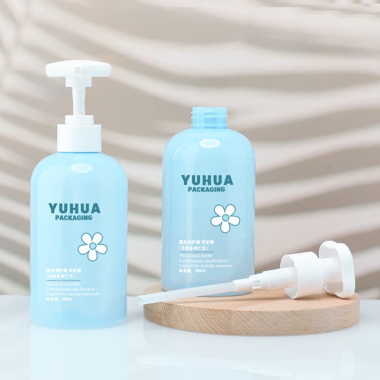 Cosmetic packaging — Wholesale 300ml Custom Plastic Bottle with Pump Cute Shape  Hand Soap and Shampoo Empty Bottles for Cosmetic Packaging