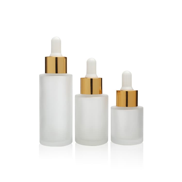 Cosmetic packaging — 20ml 30ml 50ml Flat Shoulder Essence Bottle Oil Dropper Bottle Empty Frosted Glass Bottles With Eye Droppers