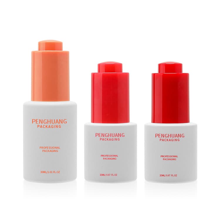 Cosmetic packaging — Body care empty sunscreen oil glass bottle custom cosmetic packaging serum glass bottle 20ml 30ml with push button