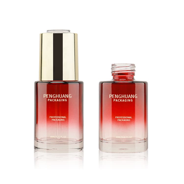 Cosmetic packaging — Factory Custom Serum Glass Skincare Lotion Essence Bottle Facial Moisture 1oz 30ml Glass Serum Bottle with Pump Pipette