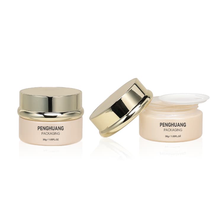 Cosmetic packaging — 30g Glass Face Cream Jar for Skin Care Cosmetic Jars with Gold Siver Plastic Lid Skincare Packaging Mini Round Glass Jar