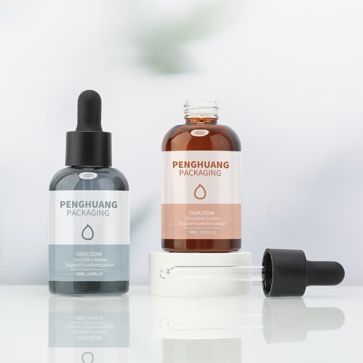 Cosmetic packaging — Luxury 30ml Clear Glass Cylinder Serum Bottle with Gradient Design Colored Dropper for Oil Skincare Cosmetic Packaging
