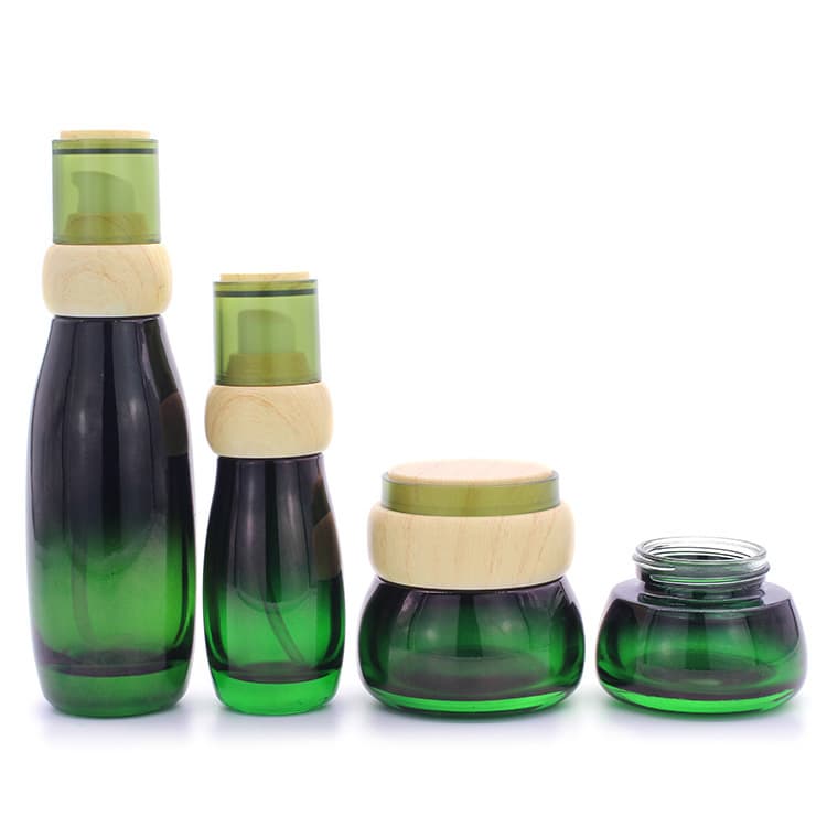 Cosmetic packaging — custom skincare packaging of cosmetic glass green lotion bottle hot sell