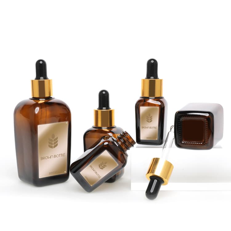 Cosmetic packaging — High Quality 15ml 25ml 50ml 100ml Luxury Skin Care Serum Dropper Bottles Amber Essential Oils Cosmetic Glass Bottles for Essence