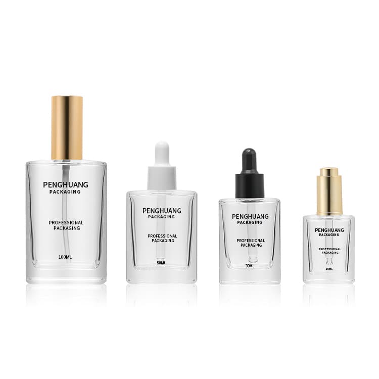 Cosmetic packaging — Rectangle 1oz 15ml/30ml/50ml Custom Capacity Glass Dropper Bottle for Face Cream Serum Hydra Essence Cosmetic Skincare Packaging