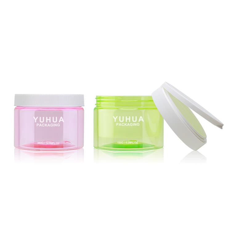 Cosmetic packaging — Custom150g360g pink Pet Luxury Cosmetic Containers Jar Replaceable Refillable Empty Cosmetic Cream Jar Bottle