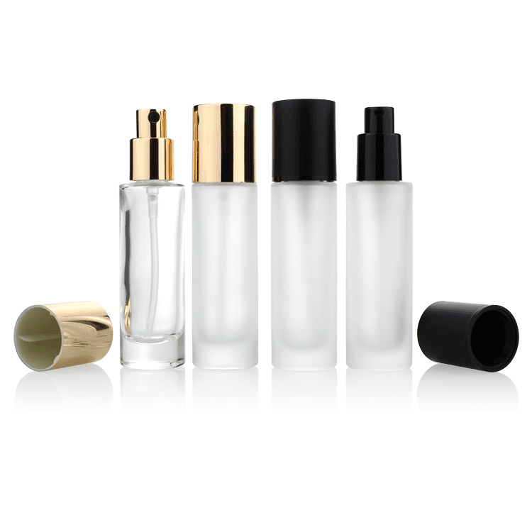 Cosmetic packaging — Luxury Cosmetics Packaging Straight Round 30ml Liquid Foundation Container Glass Bottle with Pump