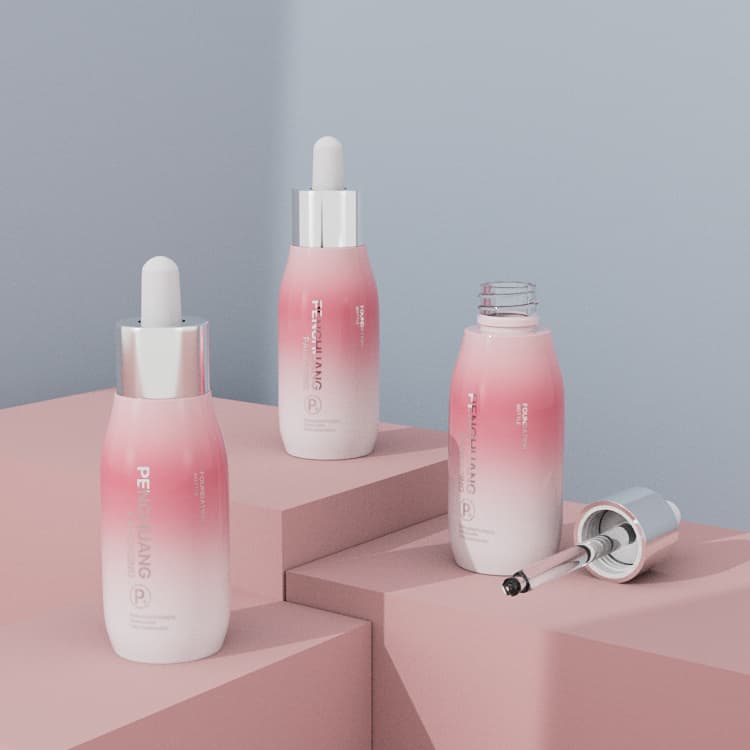 Cosmetic packaging — Fancy 30ml OEM Serum Glass Dropper Bottles Customized Essential Oil Dropper Bottle Color Skincare Packaging Shape Screen Printed