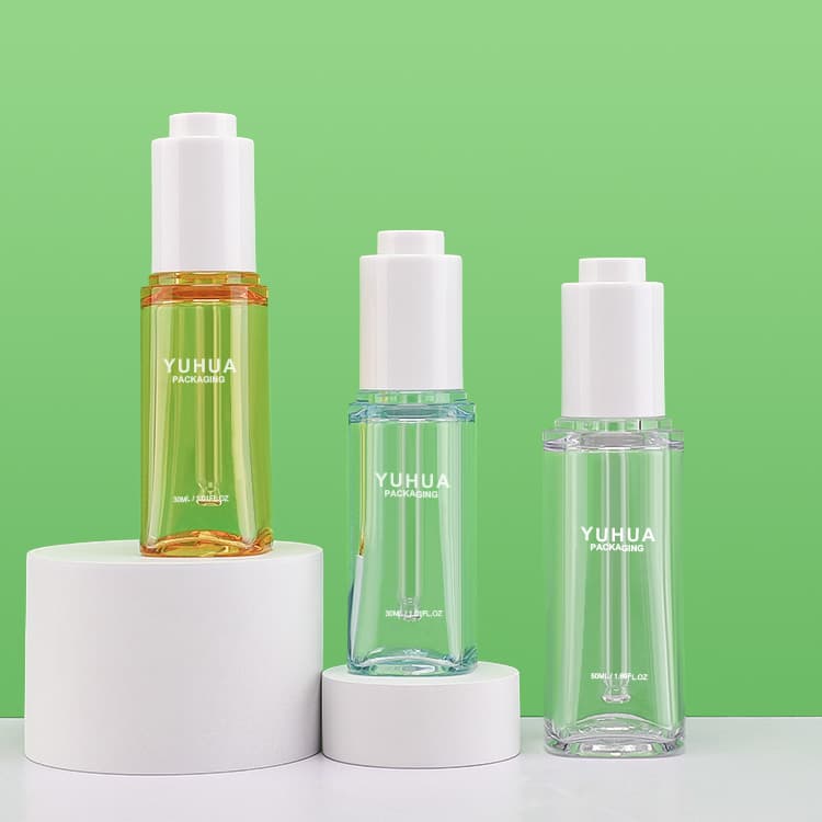 Cosmetic packaging — Thicker Wall Hard Plastic Dropper Pump Bottle PETG Skincare Packaging 30ml/50ml Serum Cylinder Bottle Lotion Essential Oil for