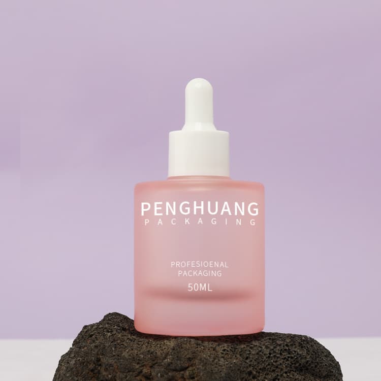 Cosmetic packaging — Face Care Serum Essence Oil Clear Frosted Custom Color Glass Cosmetic Dropper Bottle 50ml Screen Printed Serum Bottles