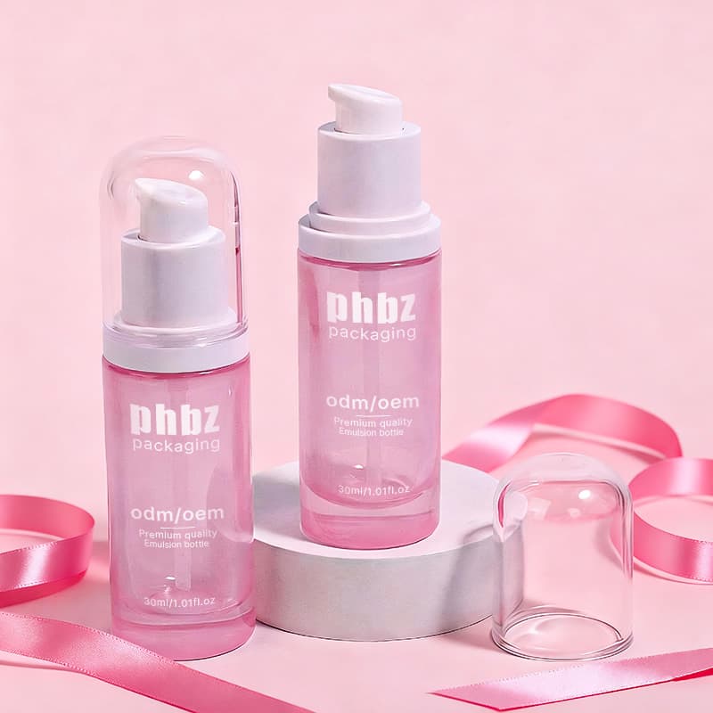 Cosmetic packaging — 30ml Round Shoulder Glass Lotion Bottle with Pump Cap for Hair Oil Makeup BB Cream Liquid Foundation Matte Cosmetic Packaging