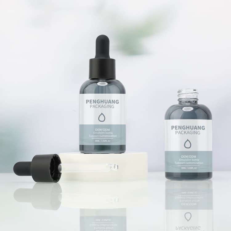 Cosmetic packaging — Factory Wholesale Amber Glass Dropper Bottle 30ml 45ml Round Empty Essential Oil and Hair Care Bottle