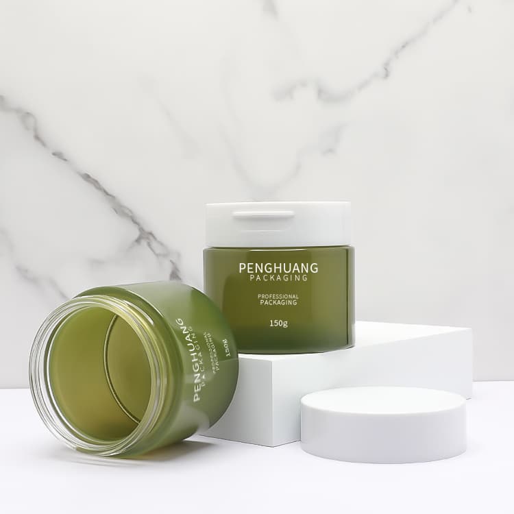 Cosmetic packaging — Custom 150g Makeup Base Cream Jar Container Tinted Moisturizer Cream Glass Cosmetic Jars with Plastic Flip Top Lids