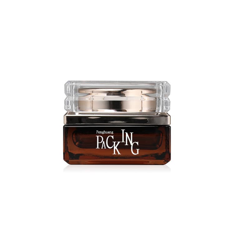 Cosmetic packaging — Custom Skin Care Packaging Luxury Amber Cosmetics Face Eye Cream Empty Square Glass Jar for Personal Care