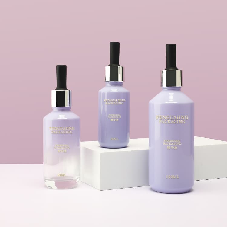Cosmetic packaging — Cosmetic Packaging Purple Gradient 30ml Serum Dropper Bottle Glass 50ml Skincare Packaging Hair Oil Bottle with Pipette Dropper