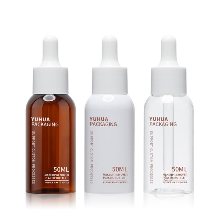 Cosmetic packaging — Luxury PET Amber Serum Bottles 50ML Essential Oil Hair Oil Bottle Skincare Packaging 50ml Plastic Dropper Bottle