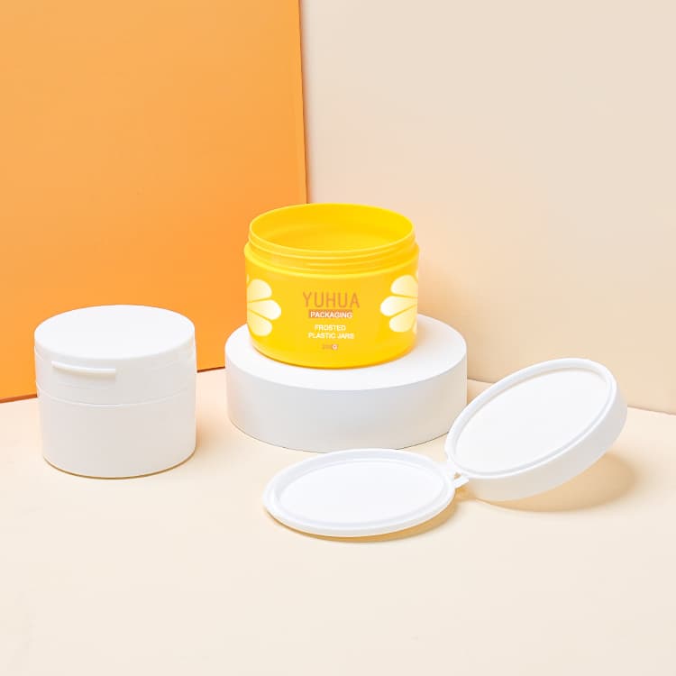 Cosmetic packaging — New100g 200g Recycled PET Cream Jar with Frosted Matte White PP Cap Flip Top Lid Plastic Jar Cosmetic Packaging