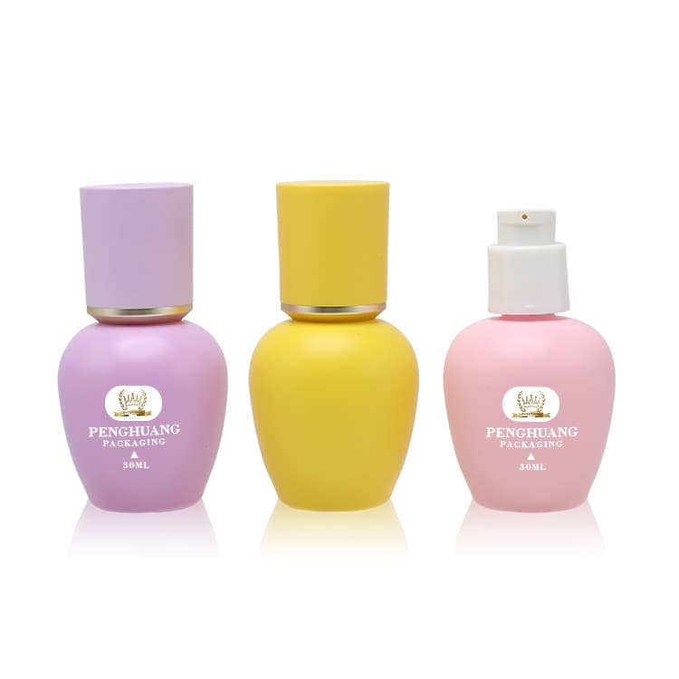 30ml Colorful Lotion Cream Glass Foundation Bottle Cosmetic Packaging Lotion Pump Bottle with Cap — 30ml 玻璃