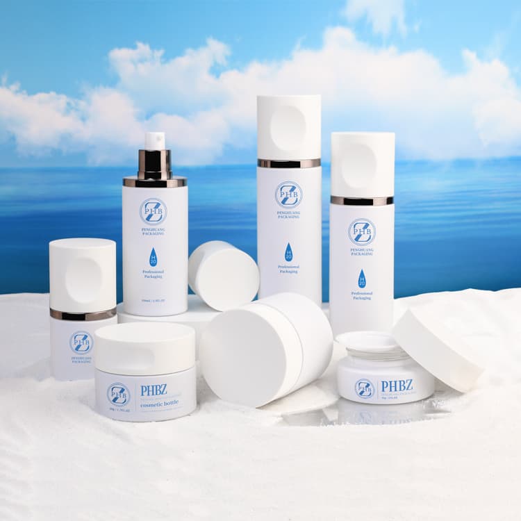 Cosmetic packaging — Elegant Clear Glass Cosmetic Bottles with Electroplating Process Multi-Capacity White Glass Skincare Packaging Set