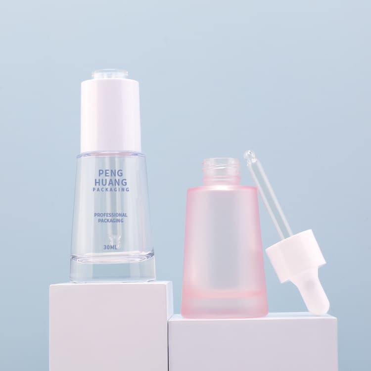 Cosmetic packaging — 1oz 30ml Round Frosted Glass Dropper Bottle for Skin Care Serum & Cosmetic Packaging Screen Printed Hair Oil & Face Serum Bottle