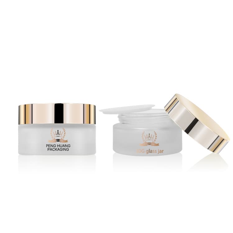 Cosmetic packaging — Wholesale High Quality Empty Makeup Jars 30g Round Face Cream Frosted Glass Cosmetic Lotion Cream Jars with Gold Screw Lid