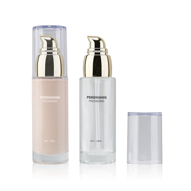 Cosmetic packaging — Factory Supply Facy 35ml Empty Cosmetic Packaging Glass Liquid Foundation Bottle Gold Pump Face Care Foundation Packaging