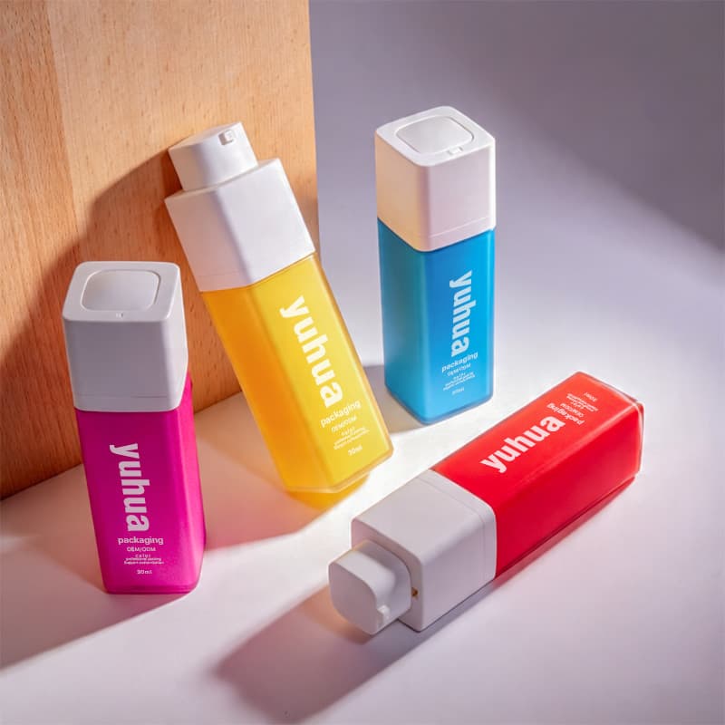 Cosmetic packaging — Colorful Thickened Square Shape Double Wall Twisted ABS PP 30ml Airless Pump Bottle Rotating Cosmetic Lotion Packaging Skincare