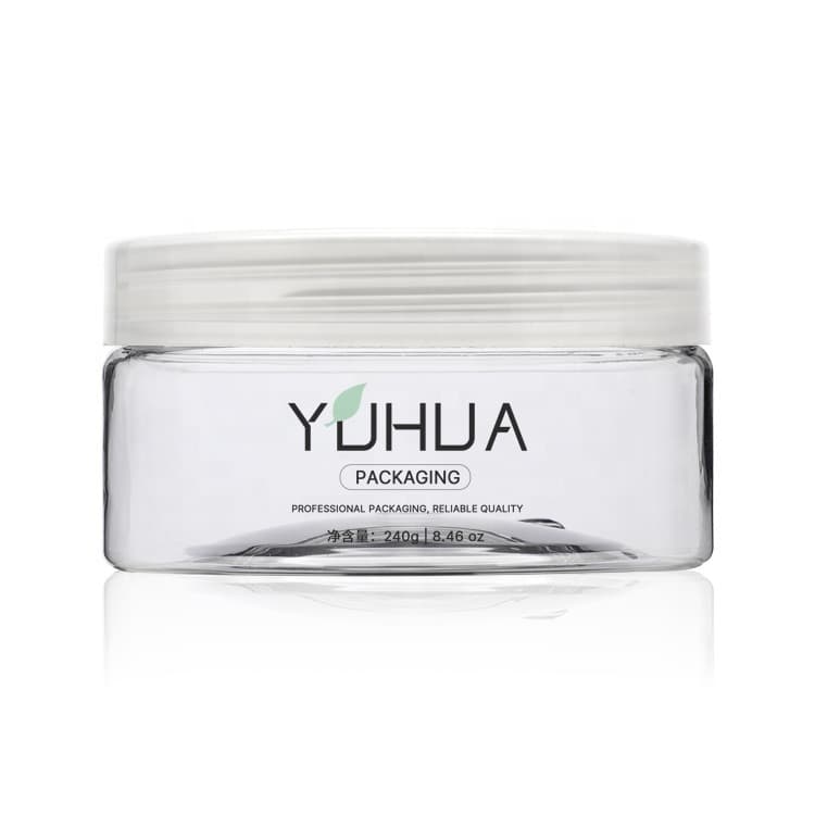 Cosmetic packaging — 240g factory wholesale  plastic cream jar for cosmetic with private label PET skincare cream jar