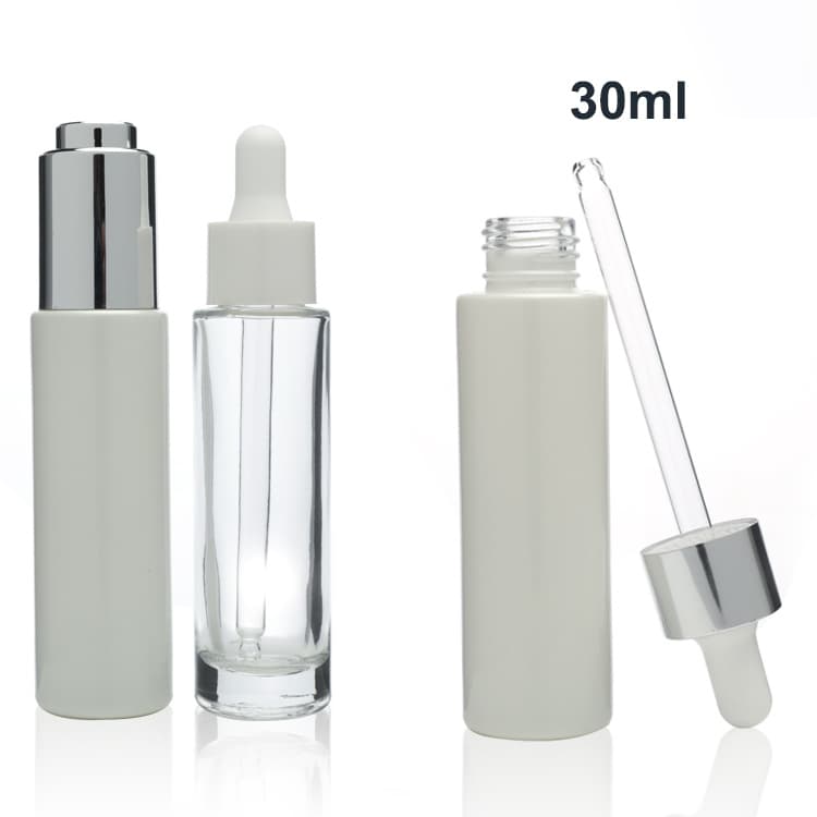 Cosmetic packaging — Customized Cosmetic 30ml Clear Frosted Slim Straight Hair Serum Bottle Skin Care Essential Oil Glass Dropper Bottle
