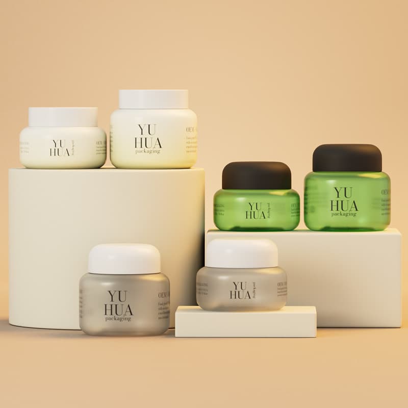 Cosmetic packaging — 100g/150g Customizable Matte Green PET Face & Eye Cream Container with Screw Cap Cosmetic Jar Packaging for Skin Care