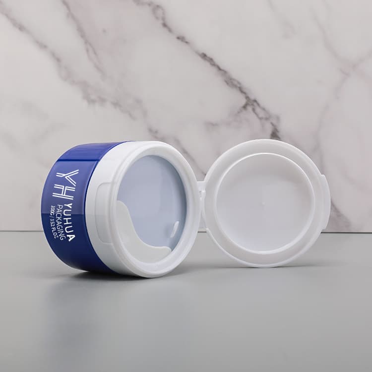 Cosmetic packaging — Cosmetic Cream Jar Container with Flip Top Lid and Spatula Plastic Facial Care Container for Lotions Sizes 50ml and 100ml