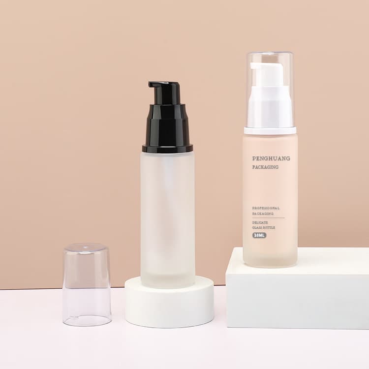 Cosmetic packaging — 30ml Glass Liquid Foundation Bottle Lotion Pump Face Bottle Moisturizer Sunblock 1oz Skin Care Glass Cream Bottle