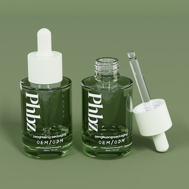 Cosmetic packaging — Cylinder Glass Serum Dropper Bottle 1oz 30ml Clear Face Oil Glass Bottle Skincare Packaging Container Empty Essential Oil Bottle