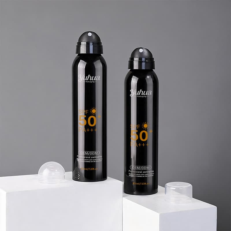 Cosmetic packaging — Wholesale PET Plastic Black Sunscreen Lotion Skin Care Serum Makeup Setting Mist Hair Spray Pump Sprayer Aerosol Screen Printing