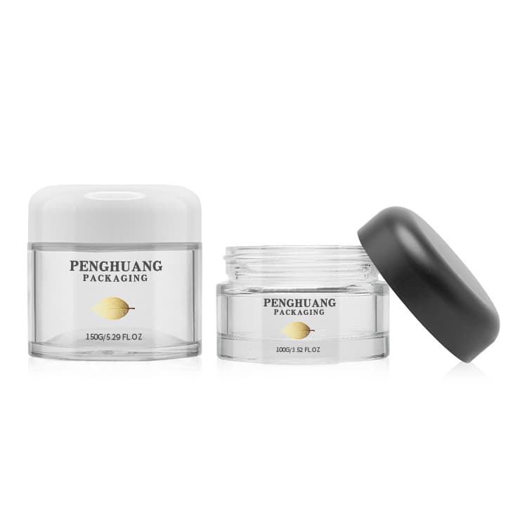 Cosmetic packaging — Cosmetic Glass Cream Jar Container Clear100g 150g Face Cream Jars Moisturiser Sunscreen Skincare Packaging for Filp Top Jar