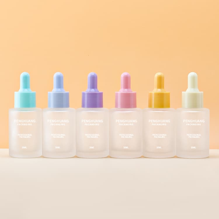 Cosmetic packaging — Frosted 30ml Glass Serum Dropper Bottle with Screen Printing for Skincare & Essential Oil Cosmetic Packaging