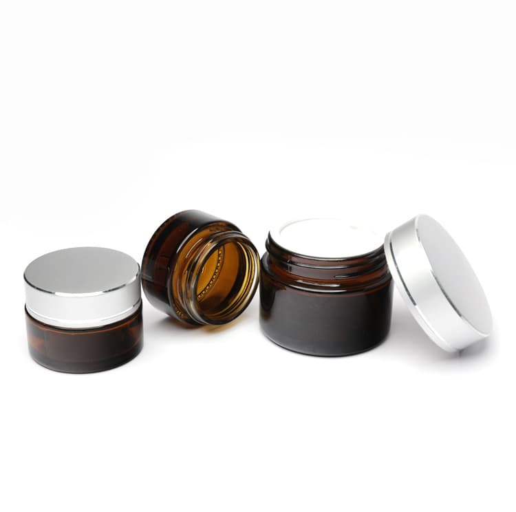 Cosmetic packaging — Private Labels Stackable Round Cosmetic Lotion Cream Jars 20g 30g  Round Shaped Empty Face Cream Amber Glass Jar with Screw Lid