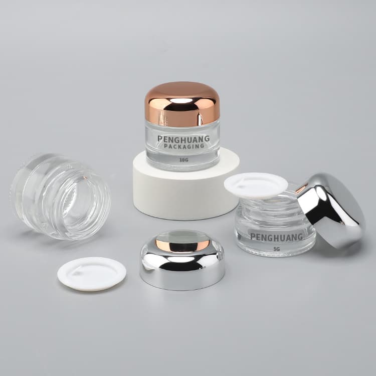 Cosmetic packaging — 5g 10g Glass Empty Refillable Makeup Cosmetic Face Cream Lotion Eye Cream Sample Jar Cosmetic Jar with Lid