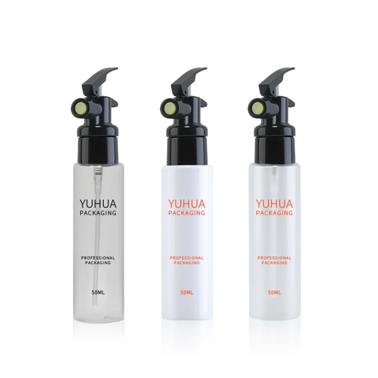 Cosmetic packaging — 50ml Refillable White PET Bottle Trigger Sprayer Empty Plastic Cylinder for Cleaning and Air Freshening